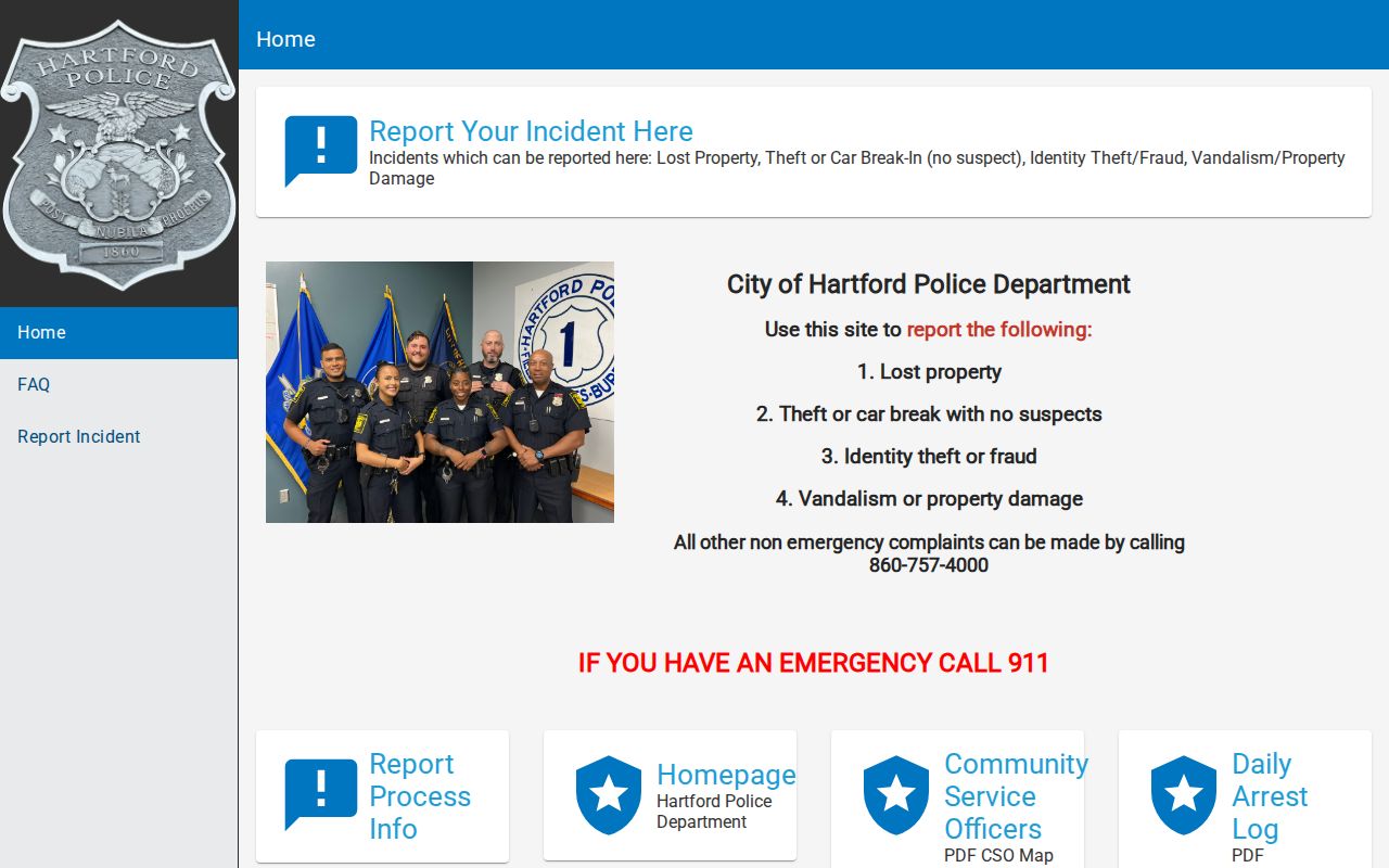 City of Hartford arrest records Police-to-Citizen portal