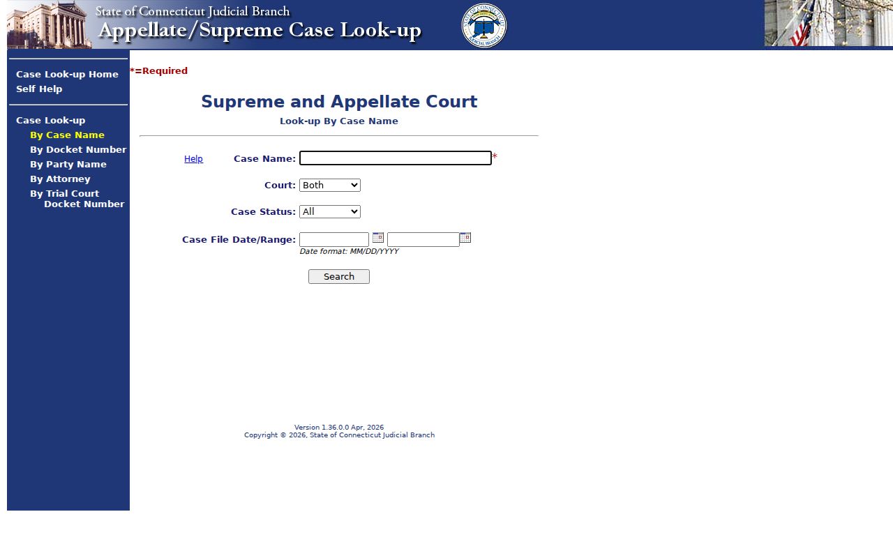 City of Hartford court dockets appellate case name search