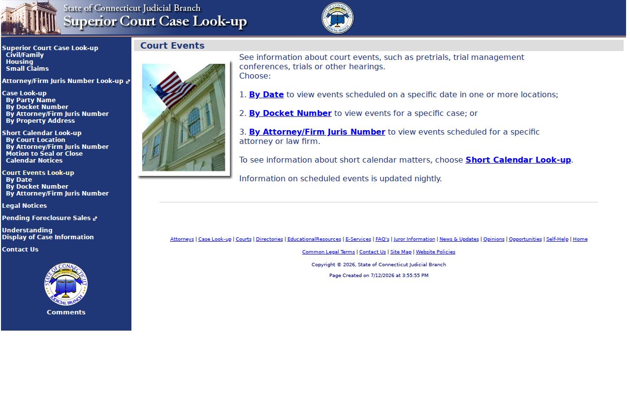 City of Hartford court dockets court events lookup