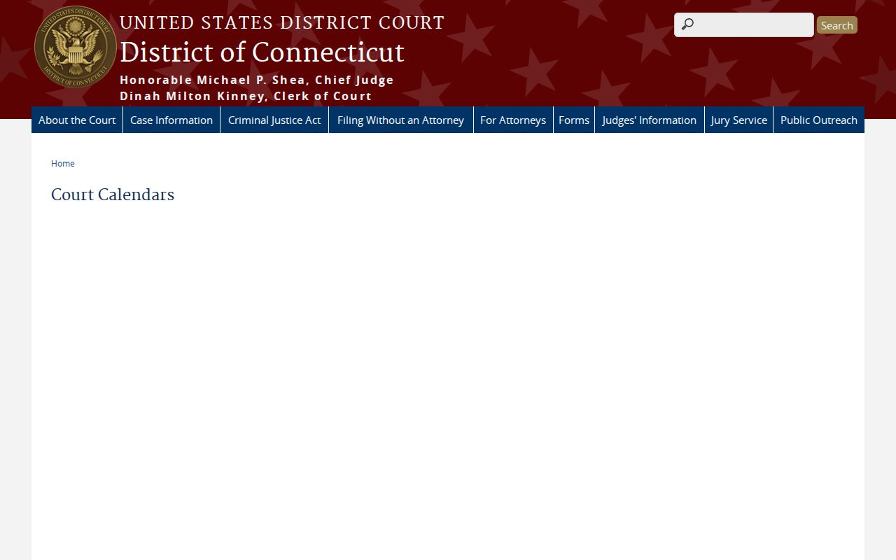 City of Hartford court dockets federal court calendars