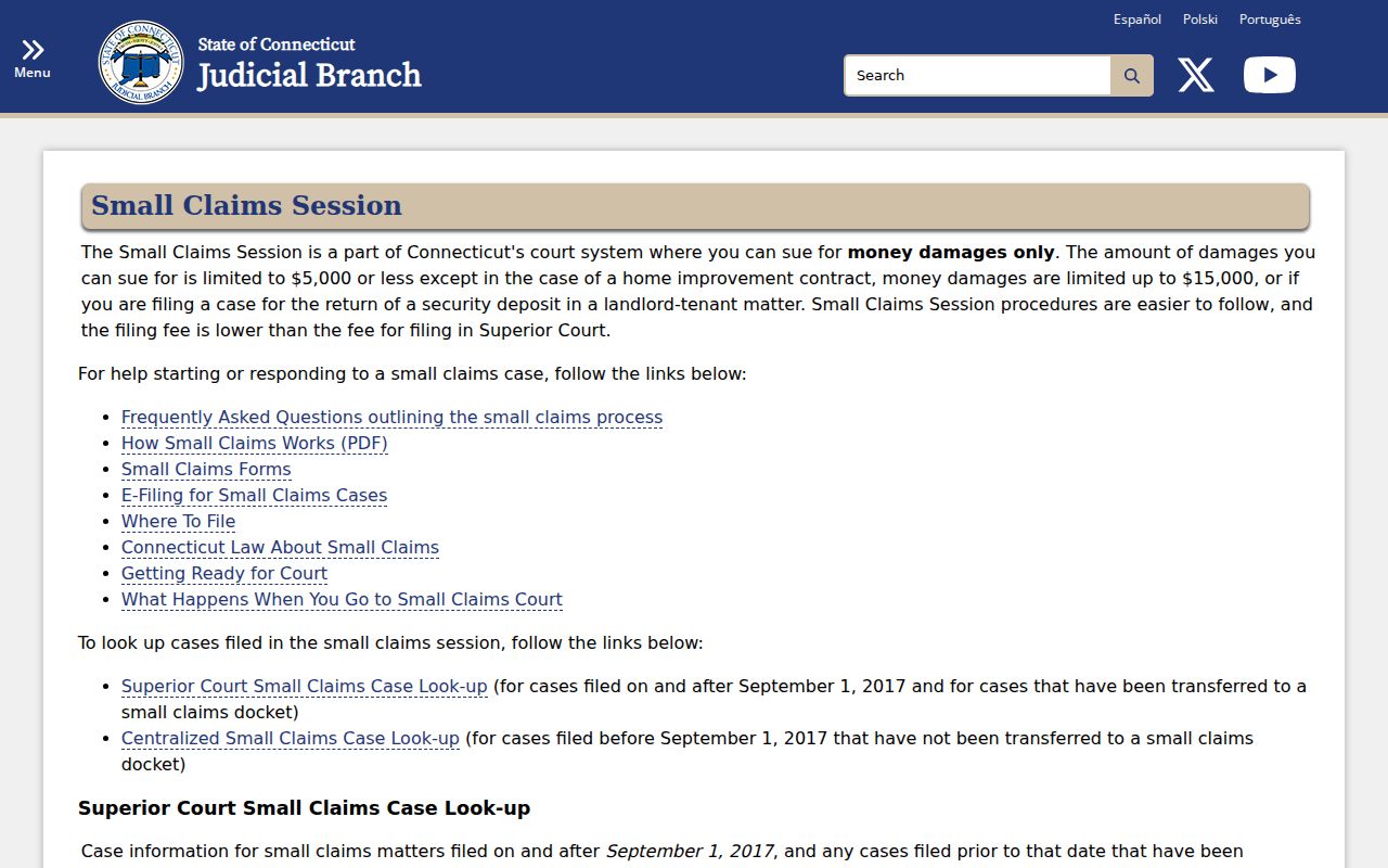 City of Hartford court records small claims information