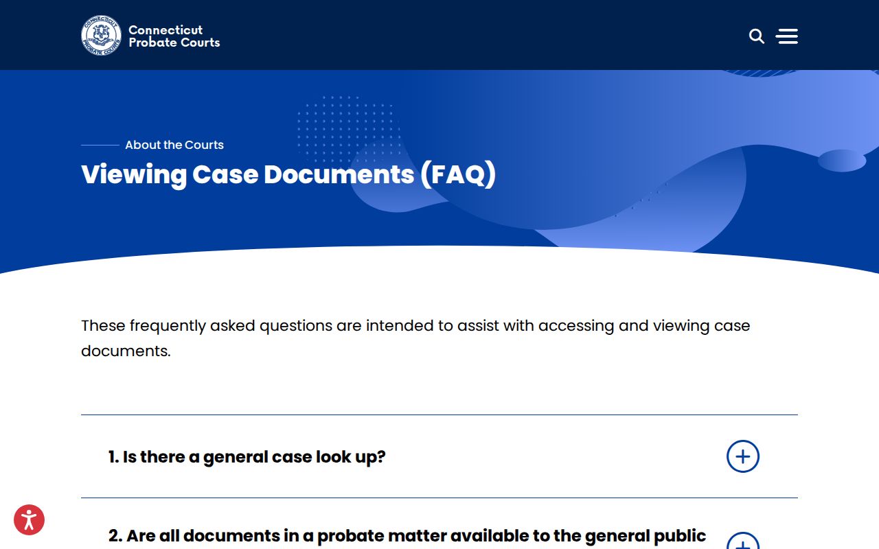 City of Hartford court records probate document access