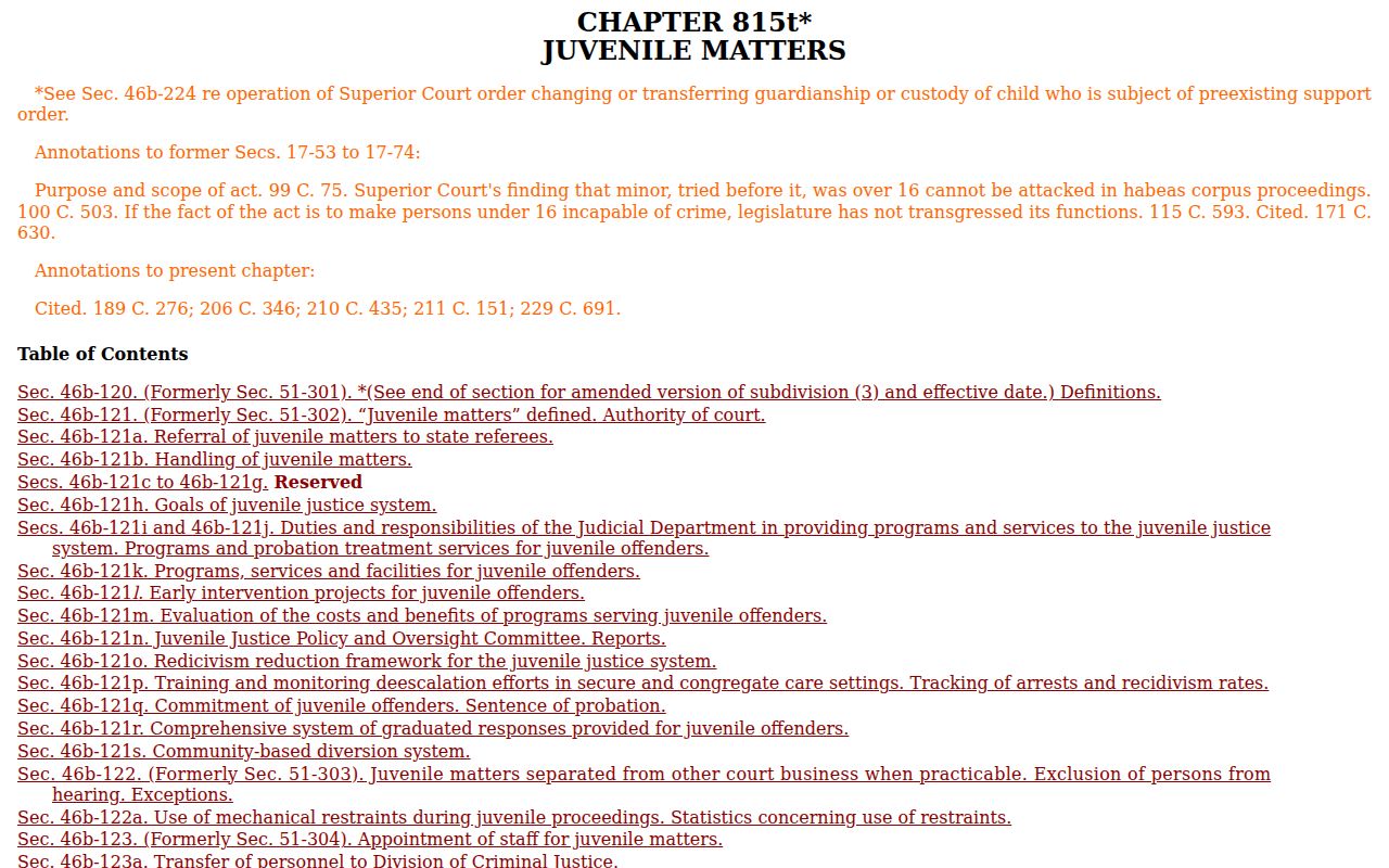 City of Hartford criminal court records juvenile confidentiality statute