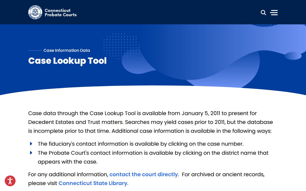 City of Hartford probate records case lookup